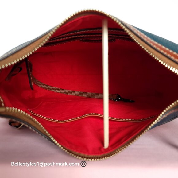 DOONEY & BOURKE Pebbled Grain Leather Presley Crossbody Bag- Teal color⭐ - Picture 15 of 16